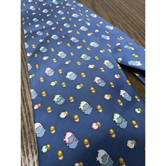 Salvatore Ferragamo Authentic Angel Tropical Fish Silk Neck Tie Ocean Blue - Picture 6 of 8